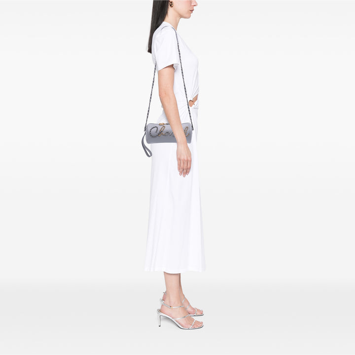 Calfskin Signature Chain 20s Bowling Bag Gray - Gaby Paris