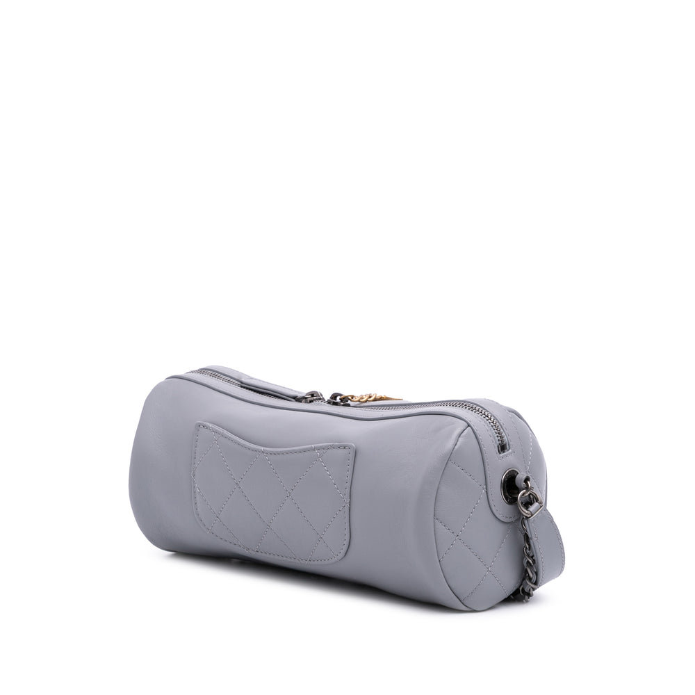 Calfskin Signature Chain 20s Bowling Bag Gray - Gaby Paris