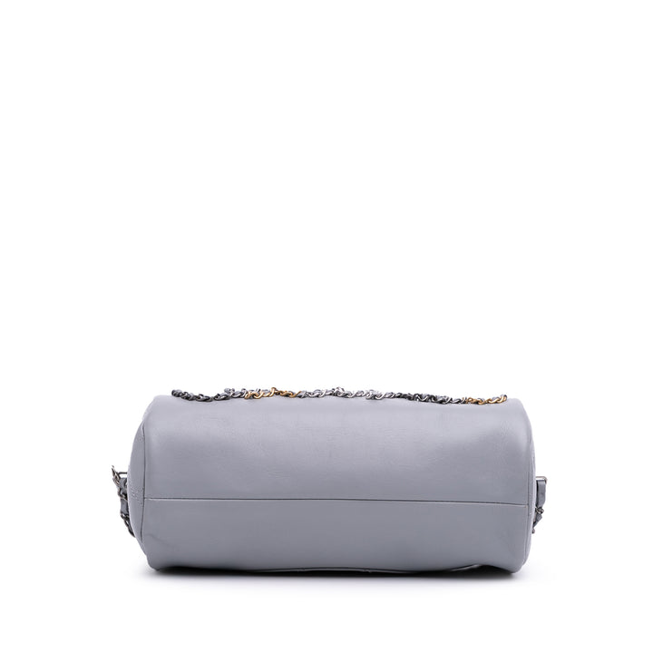 Calfskin Signature Chain 20s Bowling Bag Gray - Gaby Paris