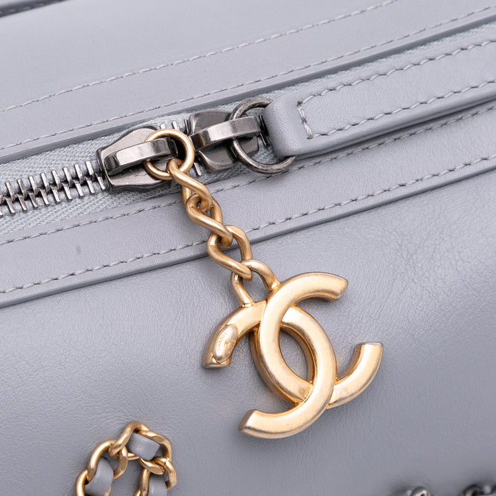 Calfskin Signature Chain 20s Bowling Bag Gray - Gaby Paris