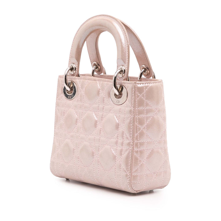 Mini Iridescent Lambskin Cannage Lady Dior Pink - Gaby Paris