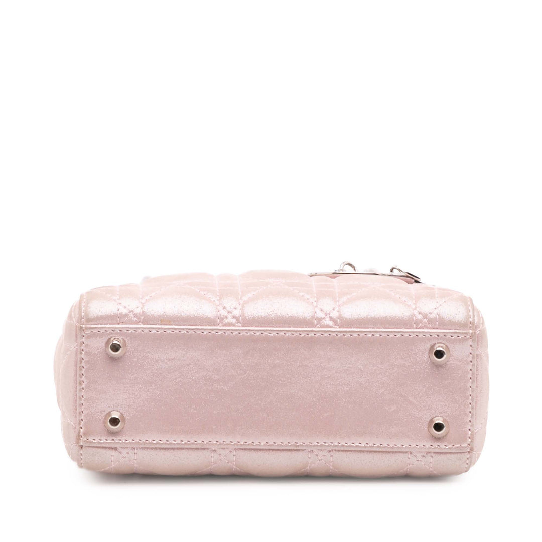 Mini Iridescent Lambskin Cannage Lady Dior Pink - Gaby Paris