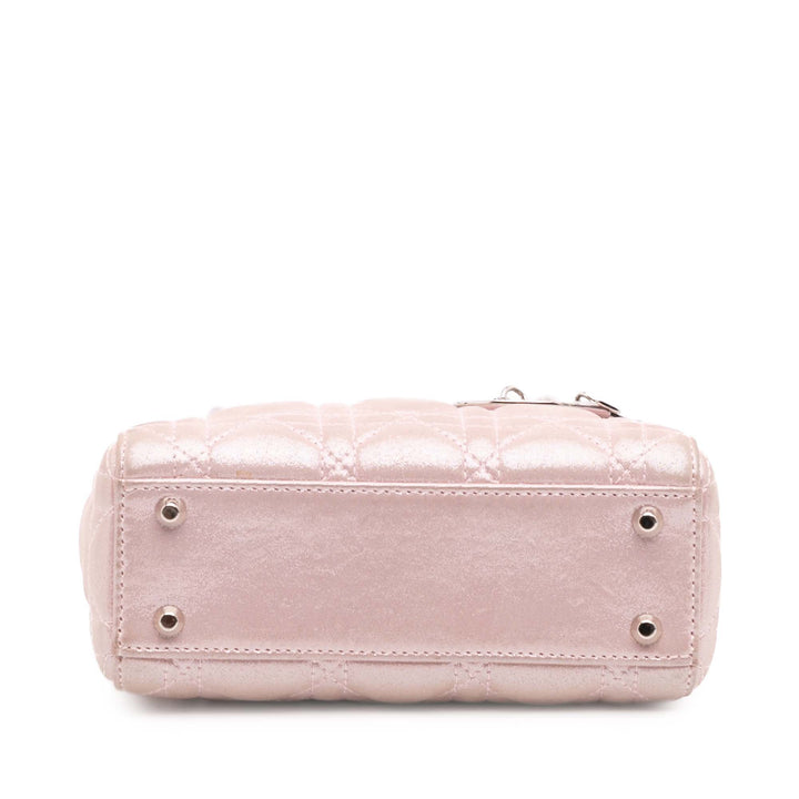Mini Iridescent Lambskin Cannage Lady Dior Pink - Gaby Paris