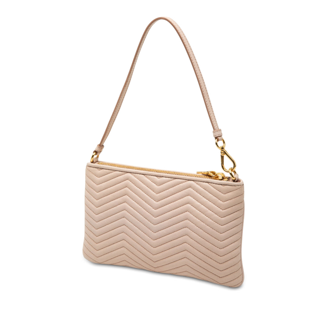 Prada Sac porté épaule Souple Veau Impunture Diagramme Bow Beige – vue 2 – GABY PARIS