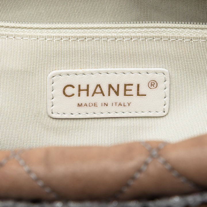 Chanel CC Matelassé Iridescent Cuir de veau Tweed Bowler Sac