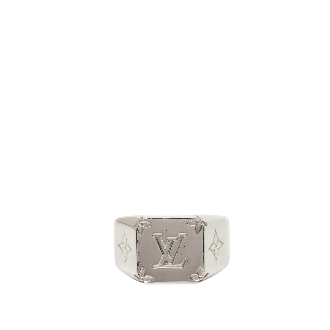 Louis Vuitton Bague Brass Signet L Monogram Argenté – vue principale – GABY PARIS