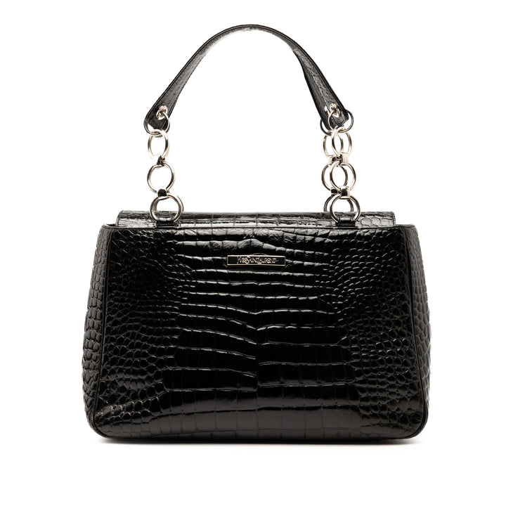 Saint Laurent Crocodile Embossed Cuir Chain Sac à main Noir – GABY PARIS Authentique
