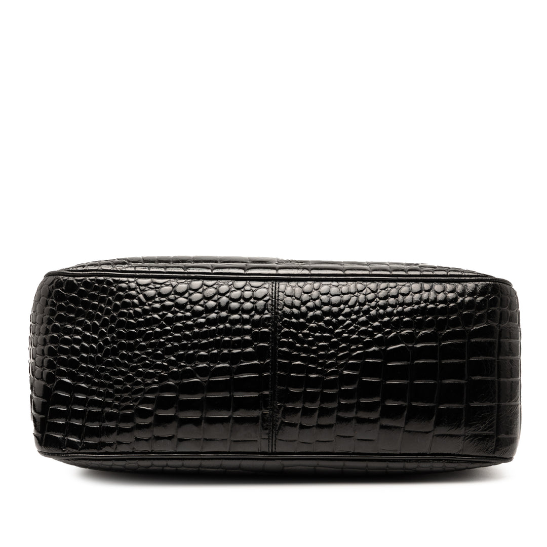 Saint Laurent Crocodile Embossed Cuir Chain Sac à main Noir – GABY PARIS Authentique