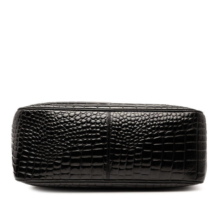 Saint Laurent Crocodile Embossed Cuir Chain Sac à main Noir – GABY PARIS Authentique