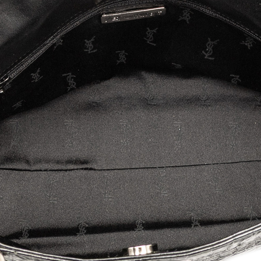 Saint Laurent Crocodile Embossed Cuir Chain Sac à main Noir – GABY PARIS Authentique