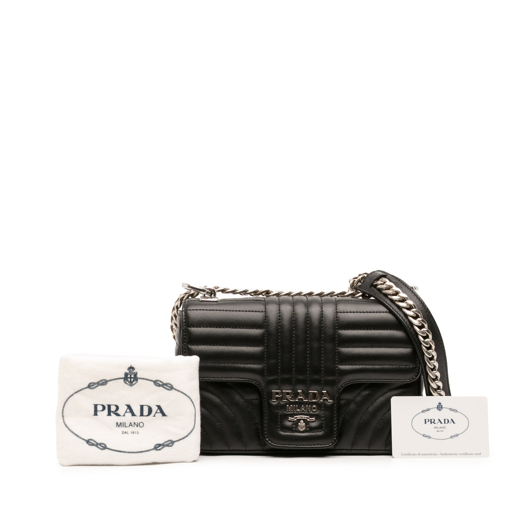 Prada Souple Veau Impunture Diagramme Sac Mini Noir – vue 7 – GABY PARIS