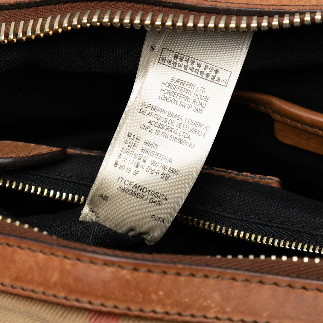 Burberry Small Cuir à finitions House Check Toile Bridle Orchard Sac