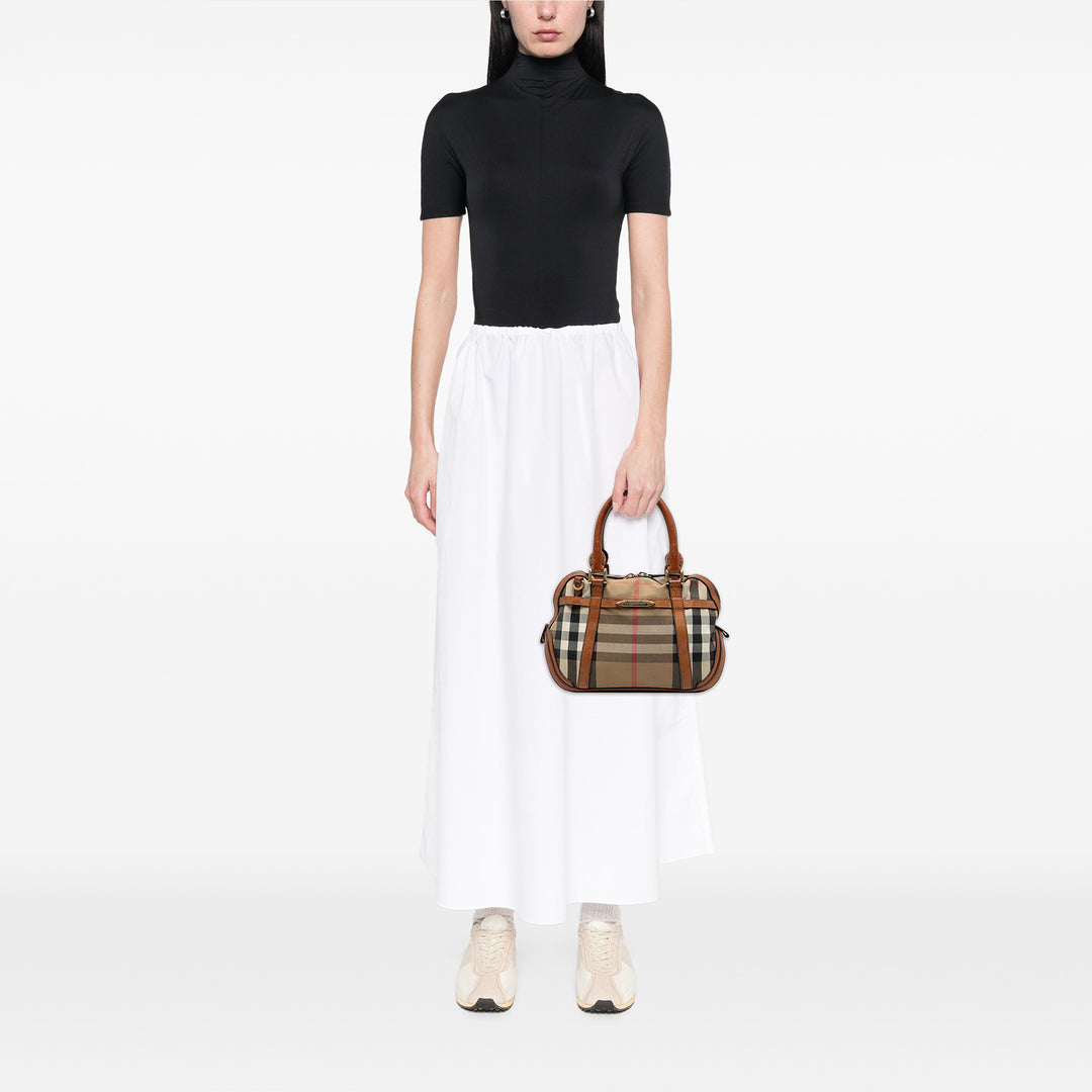 Burberry Small Cuir à finitions House Check Toile Bridle Orchard Sac