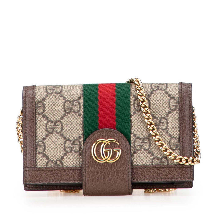 GG Supreme Ophidia Iphone Case Wallet on Chain Brown - Gaby Paris