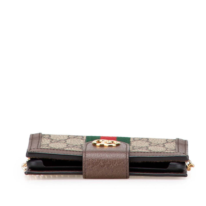 GG Supreme Ophidia Iphone Case Wallet on Chain Brown - Gaby Paris