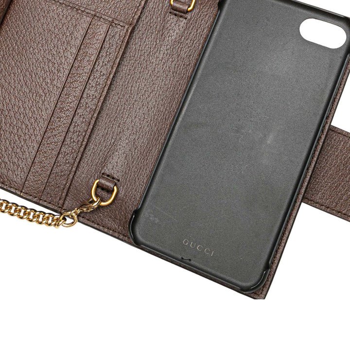 GG Supreme Ophidia Iphone Case Wallet on Chain Brown - Gaby Paris