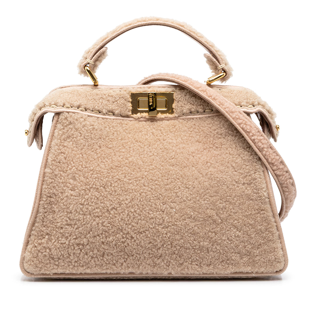 Fendi Sac à main Shearling Peekaboo ISeeU Matière naturelle Petit Rose – vue principale – GABY PARIS