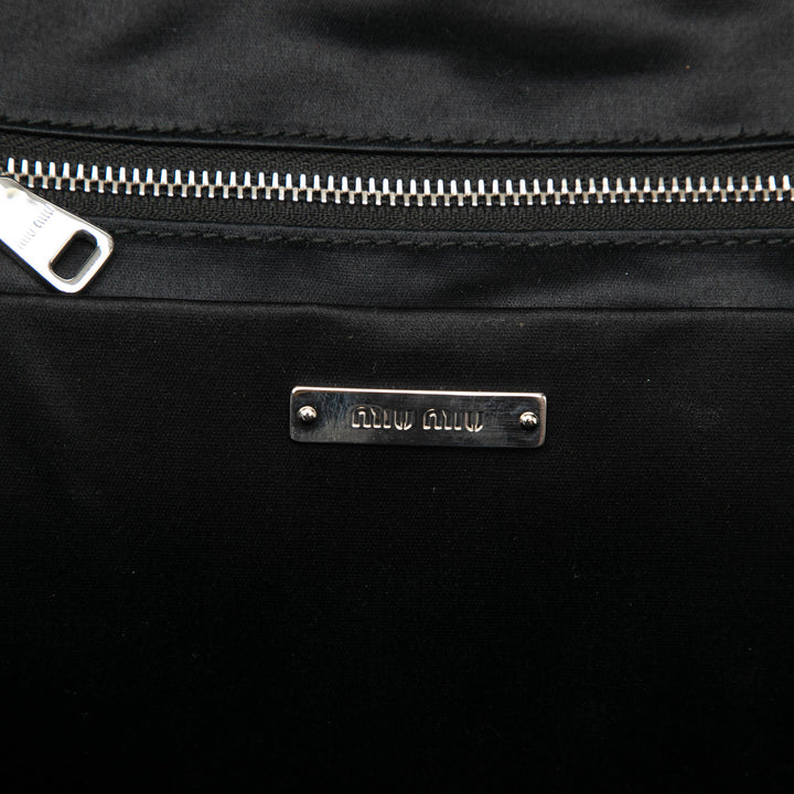 Miu Miu Cuir à finitions Matelasse Cristal Embellished Nylon Sac à dos