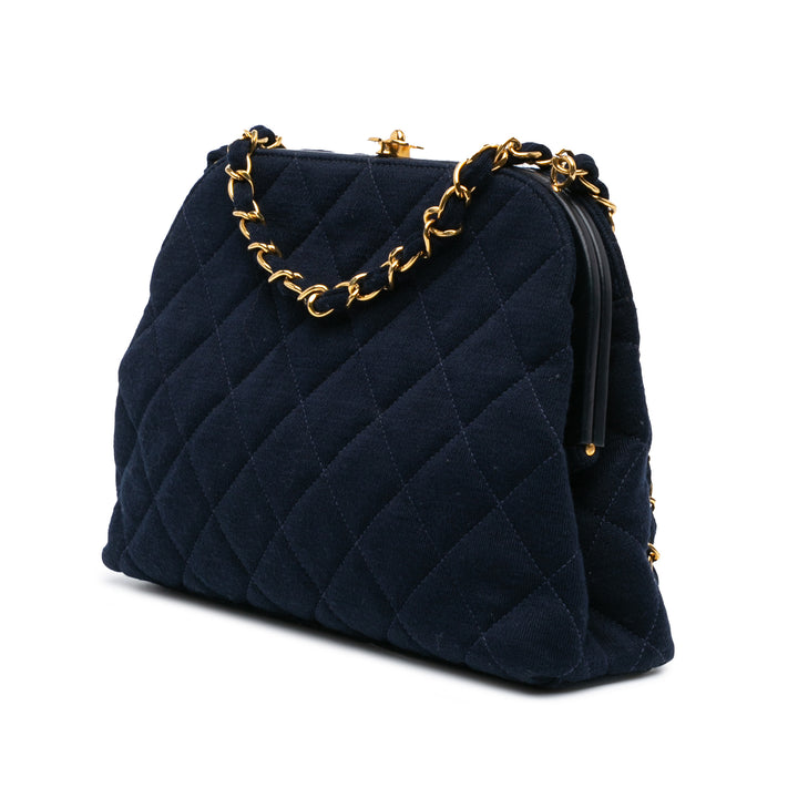 Quilted Jersey Frame Chain Crossbody Blue - Gaby Paris