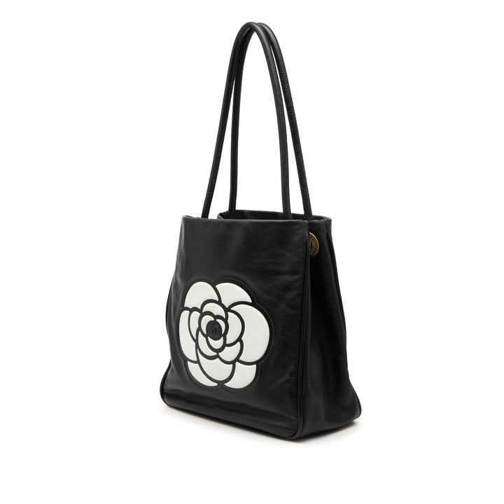 Chanel Cuir d’agneau embossé Camellia Logo Cabas