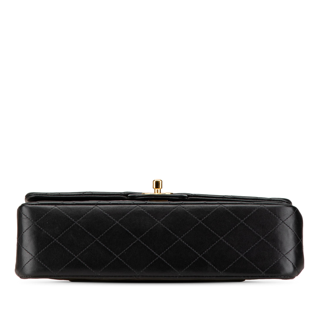 Medium Classic Lambskin Double Flap Black - Gaby Paris