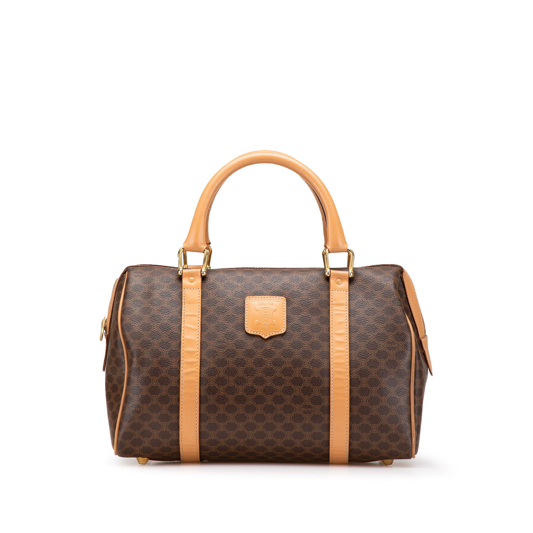 Macadam Coated Canvas Boston Bag Brown - Gaby Paris