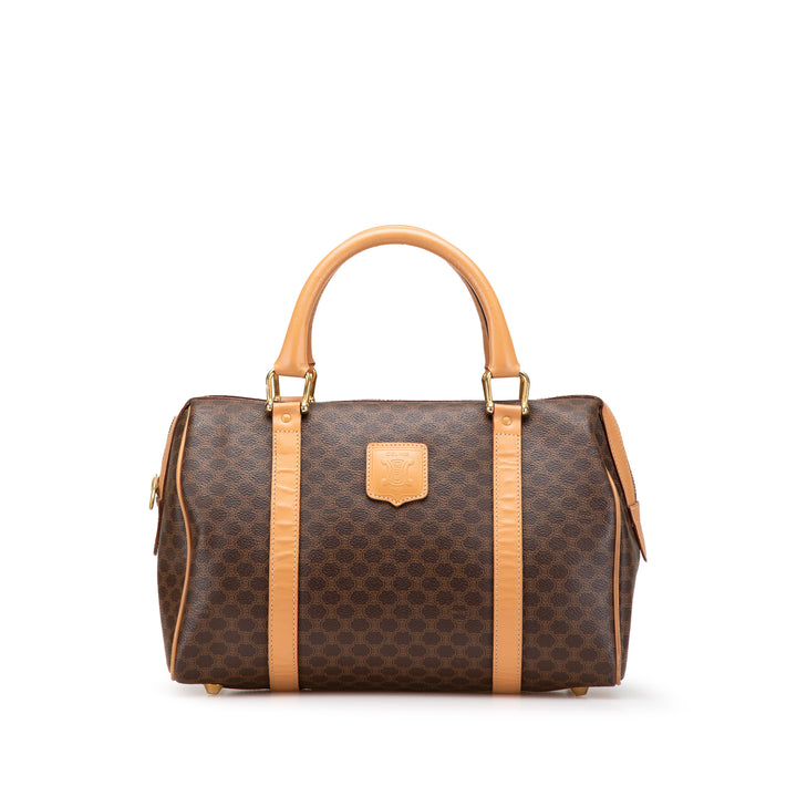 Macadam Coated Canvas Boston Bag Brown - Gaby Paris