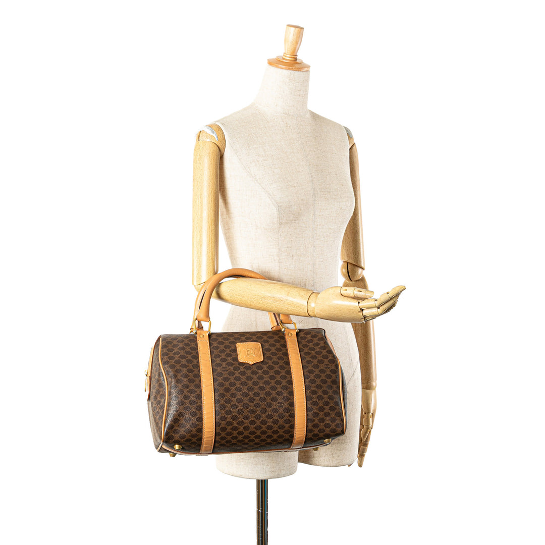 Macadam Coated Canvas Boston Bag Brown - Gaby Paris