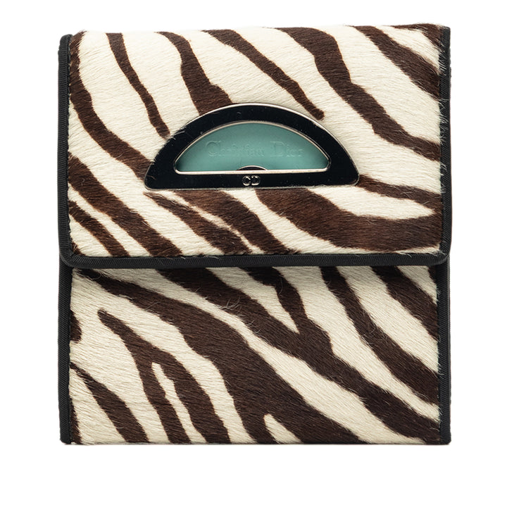 Pony Hair Zebra Imprimé Malice Portefeuille Matière naturelle Marron