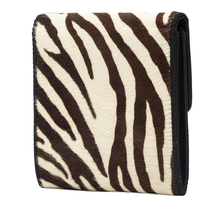 Pony Hair Zebra Imprimé Malice Portefeuille Matière naturelle Marron