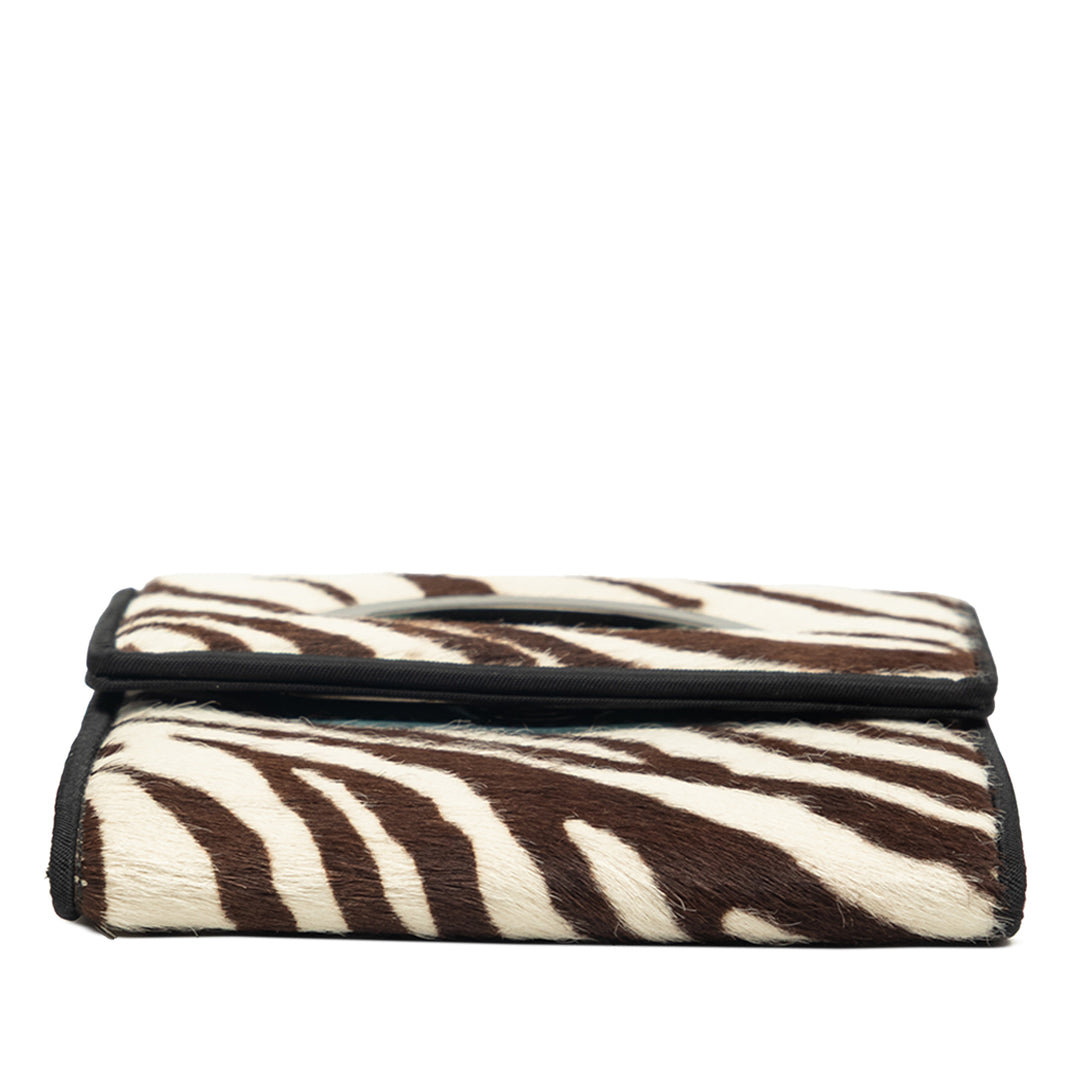 Pony Hair Zebra Imprimé Malice Portefeuille Matière naturelle Marron