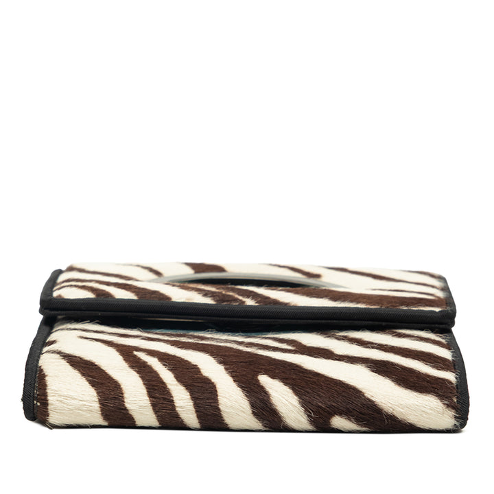Pony Hair Zebra Imprimé Malice Portefeuille Matière naturelle Marron