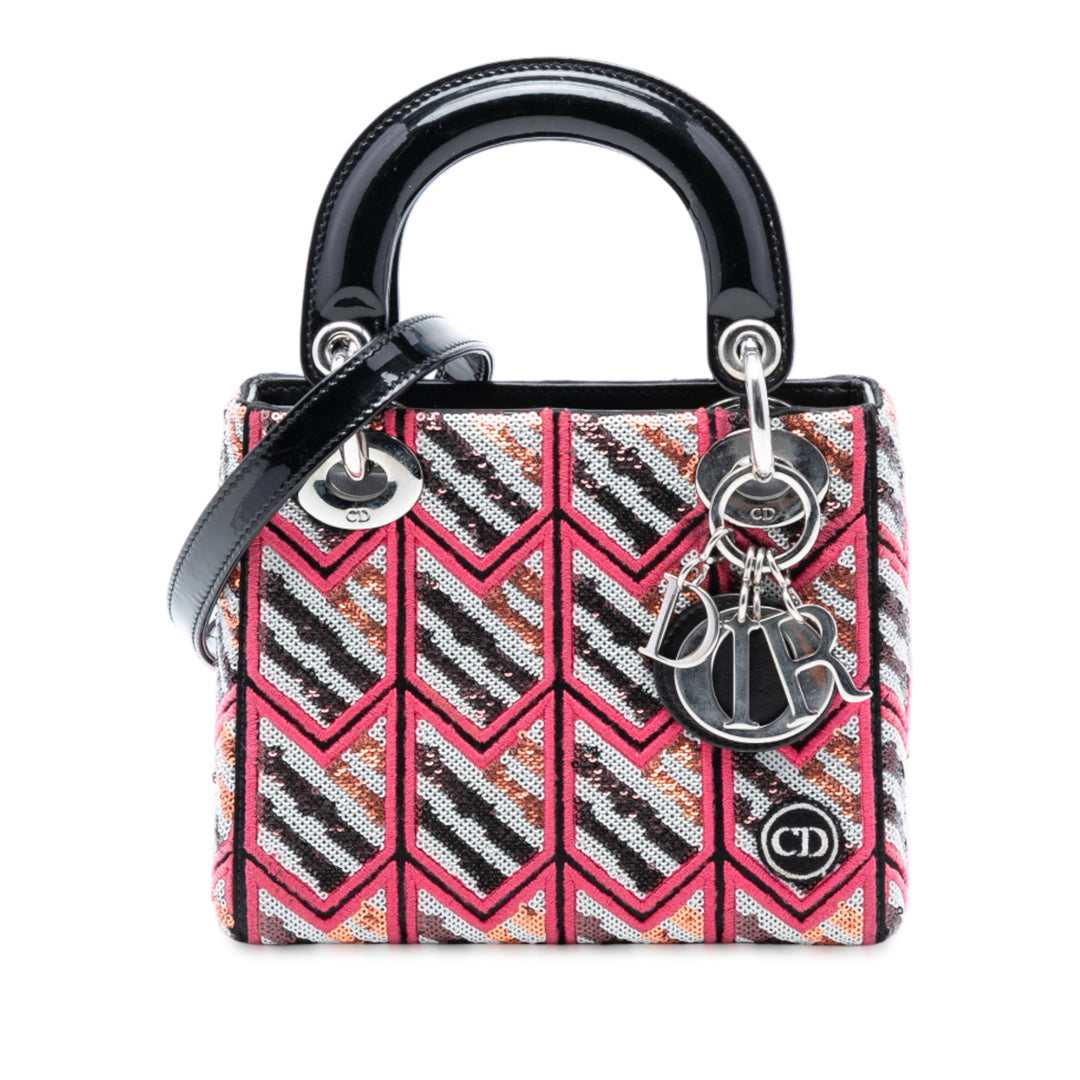Dior Sequinsed Lady Dior Mini Rose – vue principale – GABY PARIS