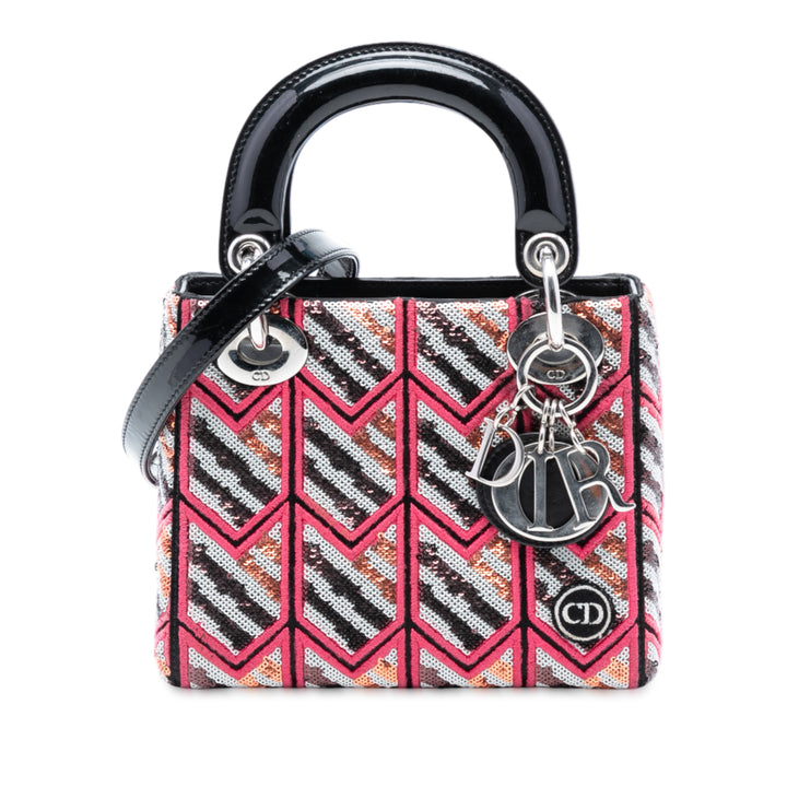 Dior Sequinsed Lady Dior Mini Rose – vue principale – GABY PARIS
