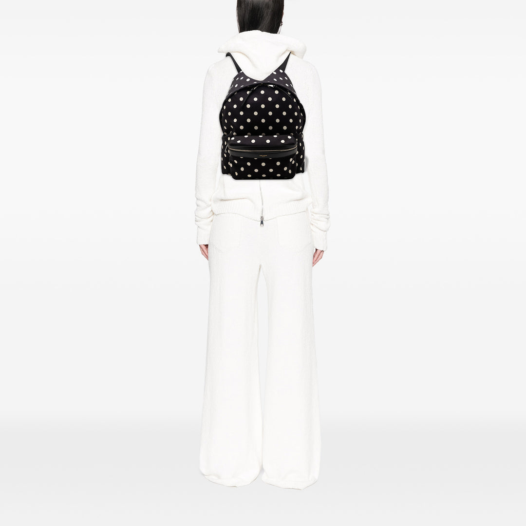 Saint Laurent Toile Polka Dot City Sac à dos