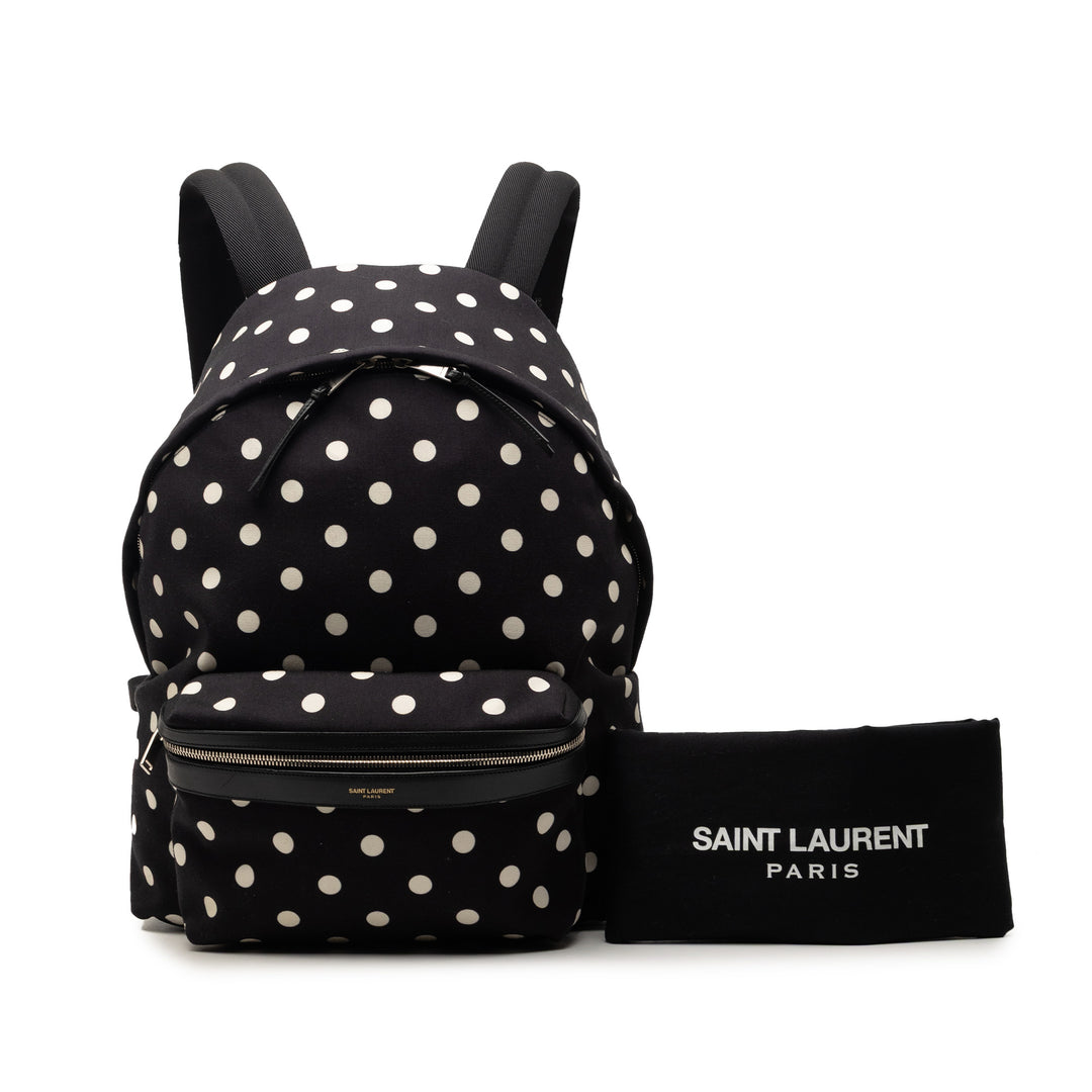 Saint Laurent Toile Polka Dot City Sac à dos