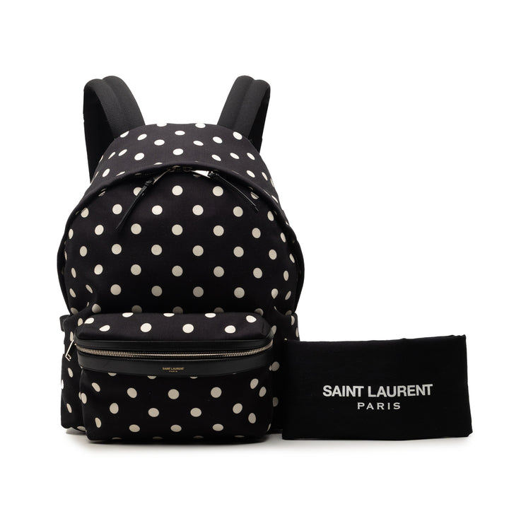 Saint Laurent Toile Polka Dot City Sac à dos