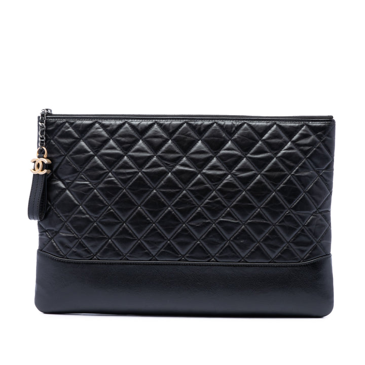 vieilli Gabrielle O Étui Pochette Grand Cuir de veau Noir