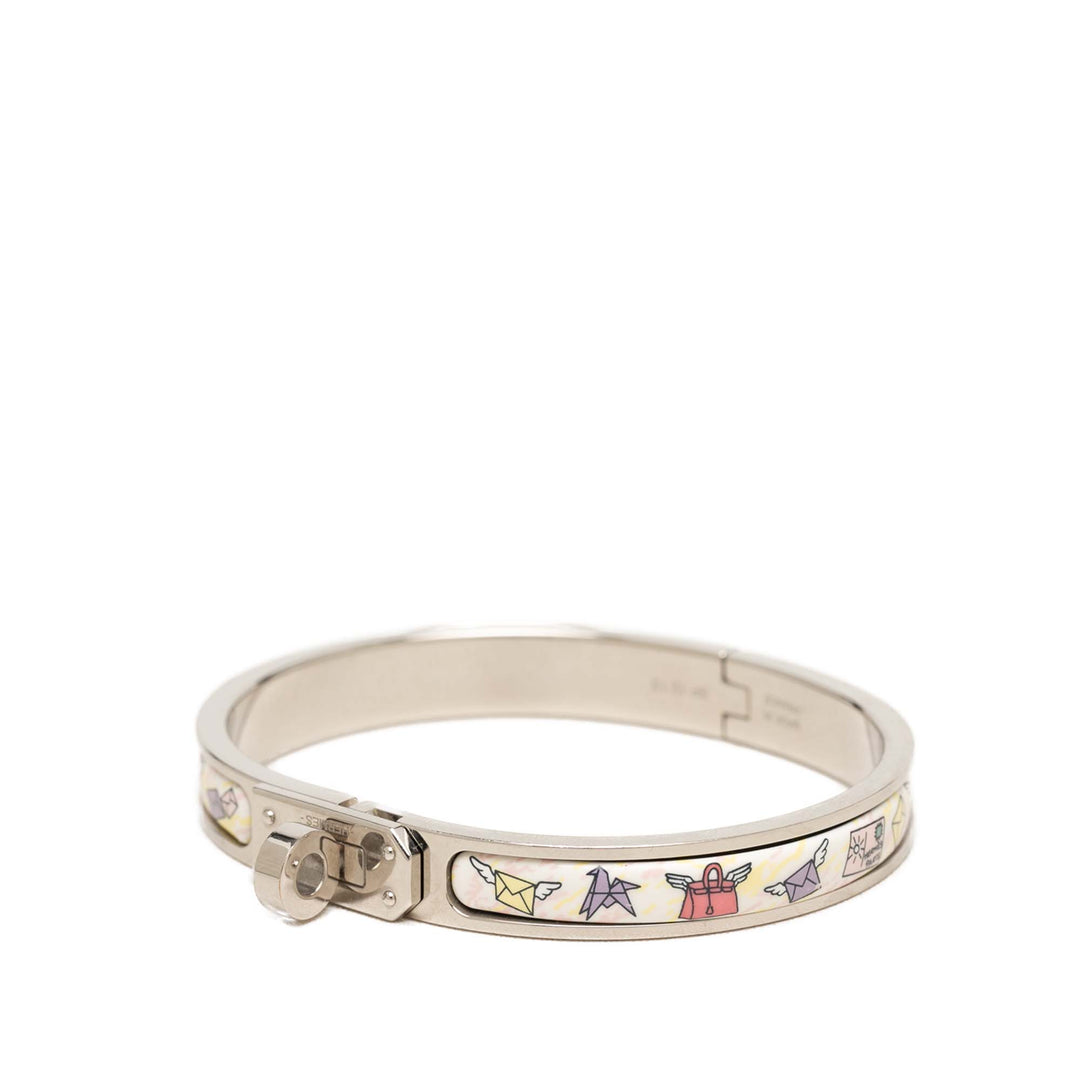 Hermès Bracelet Narrow Émail Clic Kelly Flagship Other Mini Argenté – vue 2 – GABY PARIS