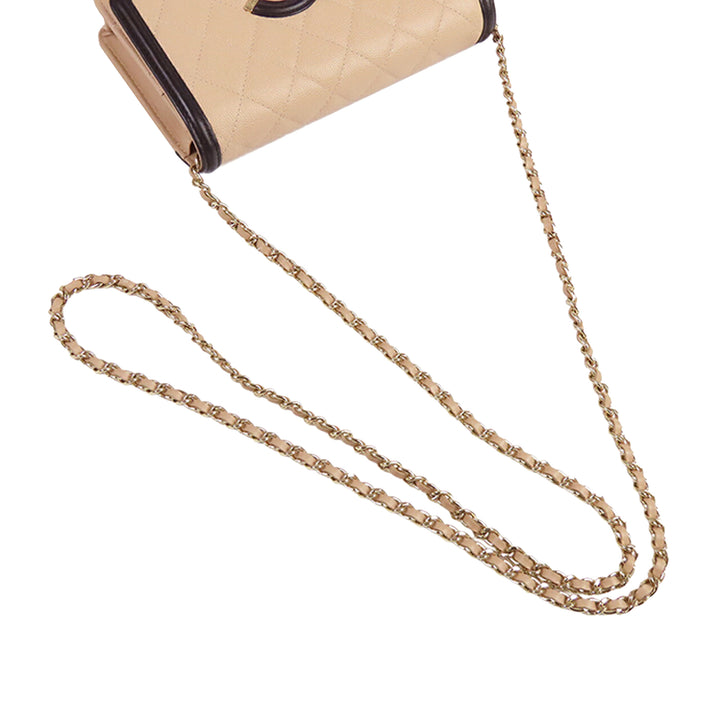 Chanel Caviar CC Filigree Wallet on Chain