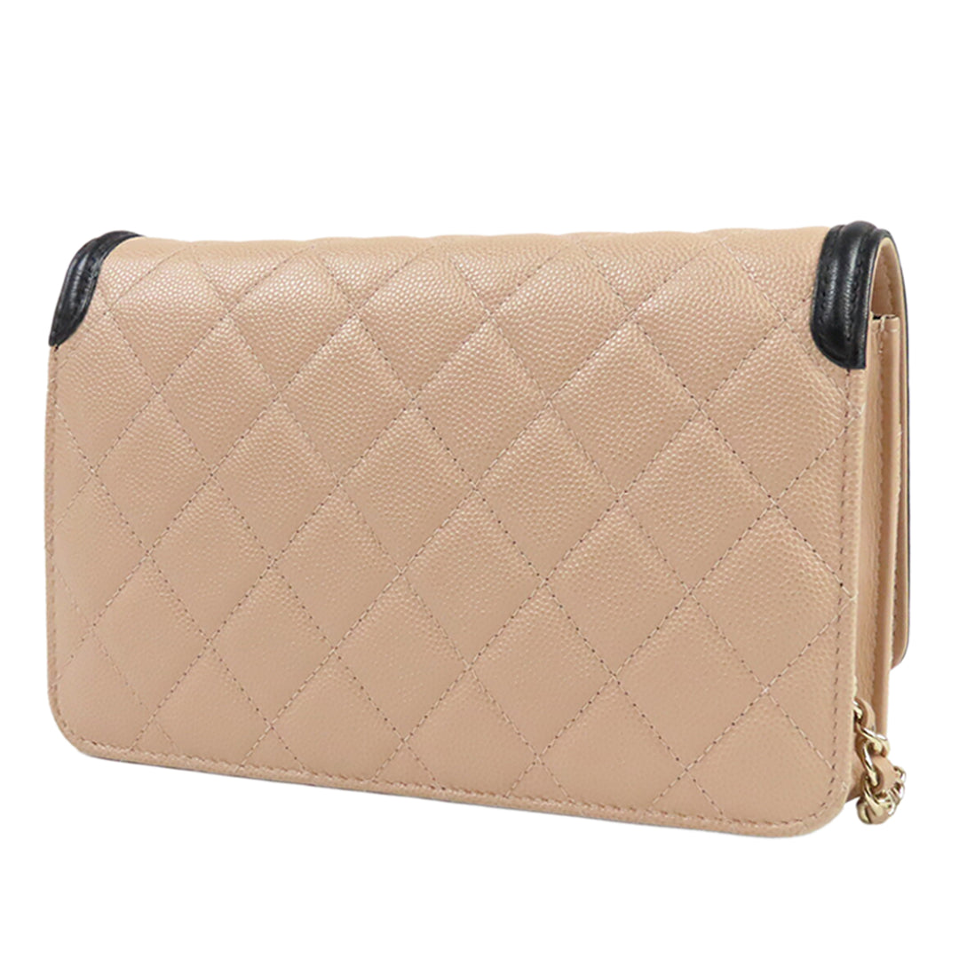 Chanel Caviar CC Filigree Wallet on Chain