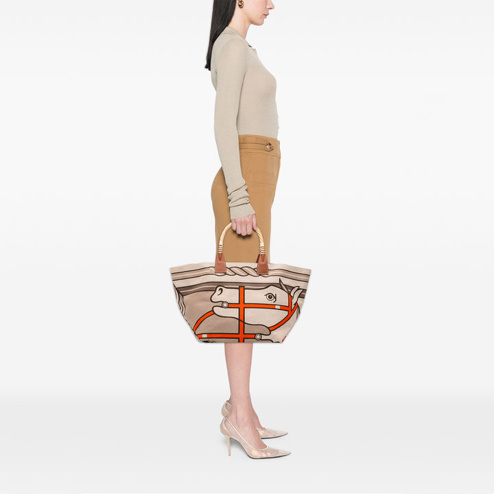 Hermès Toile H Plume Quadrige au Fil Steeple 31 Marron