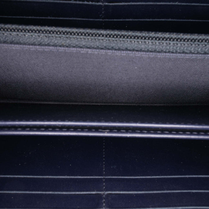 CC Quilted Caviar Zip Around Long Wallet Blue - Gaby Paris