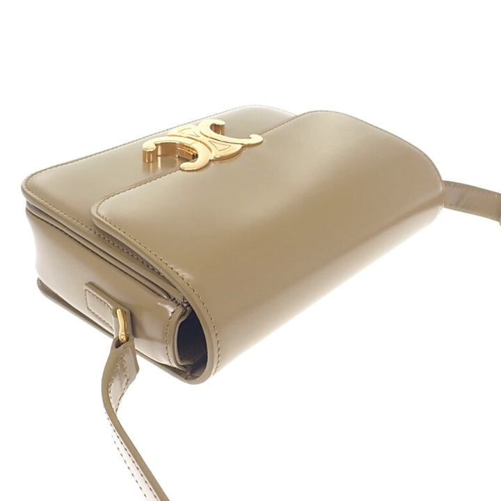 Celine brillant Triomphe Sac Teen Cuir de veau Marron