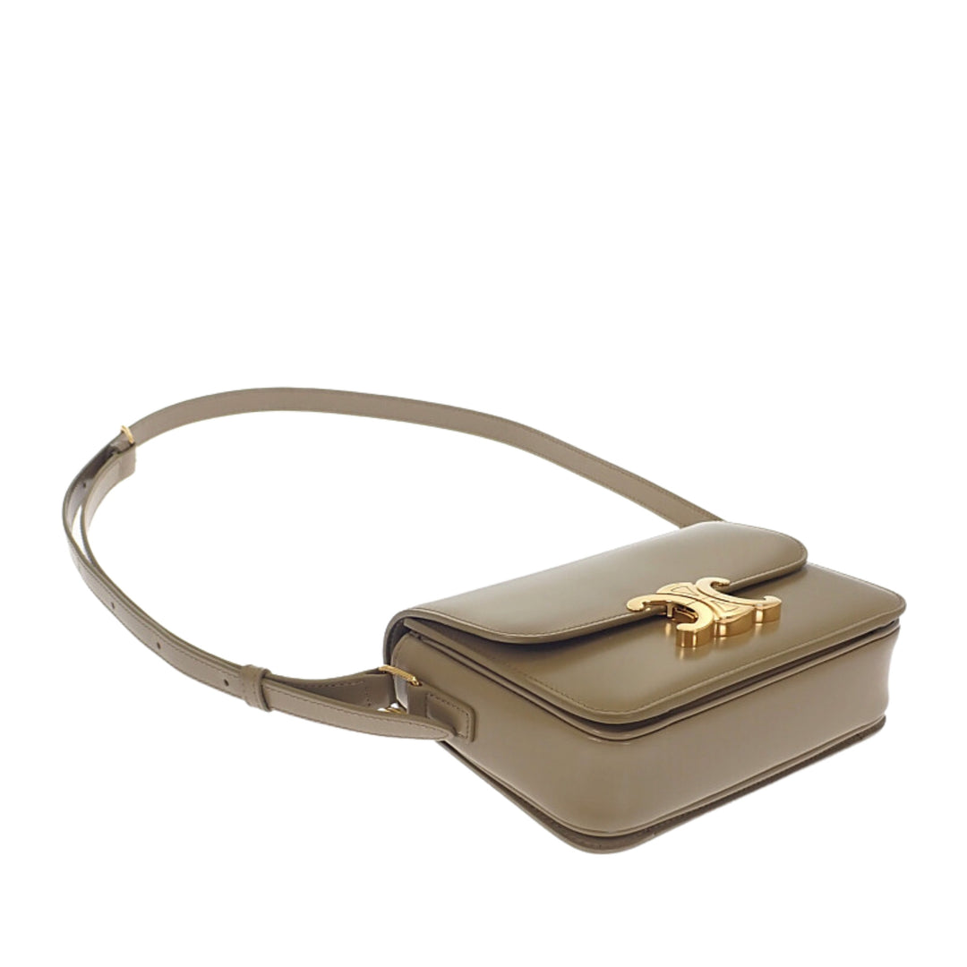Celine brillant Triomphe Sac Teen Cuir de veau Marron