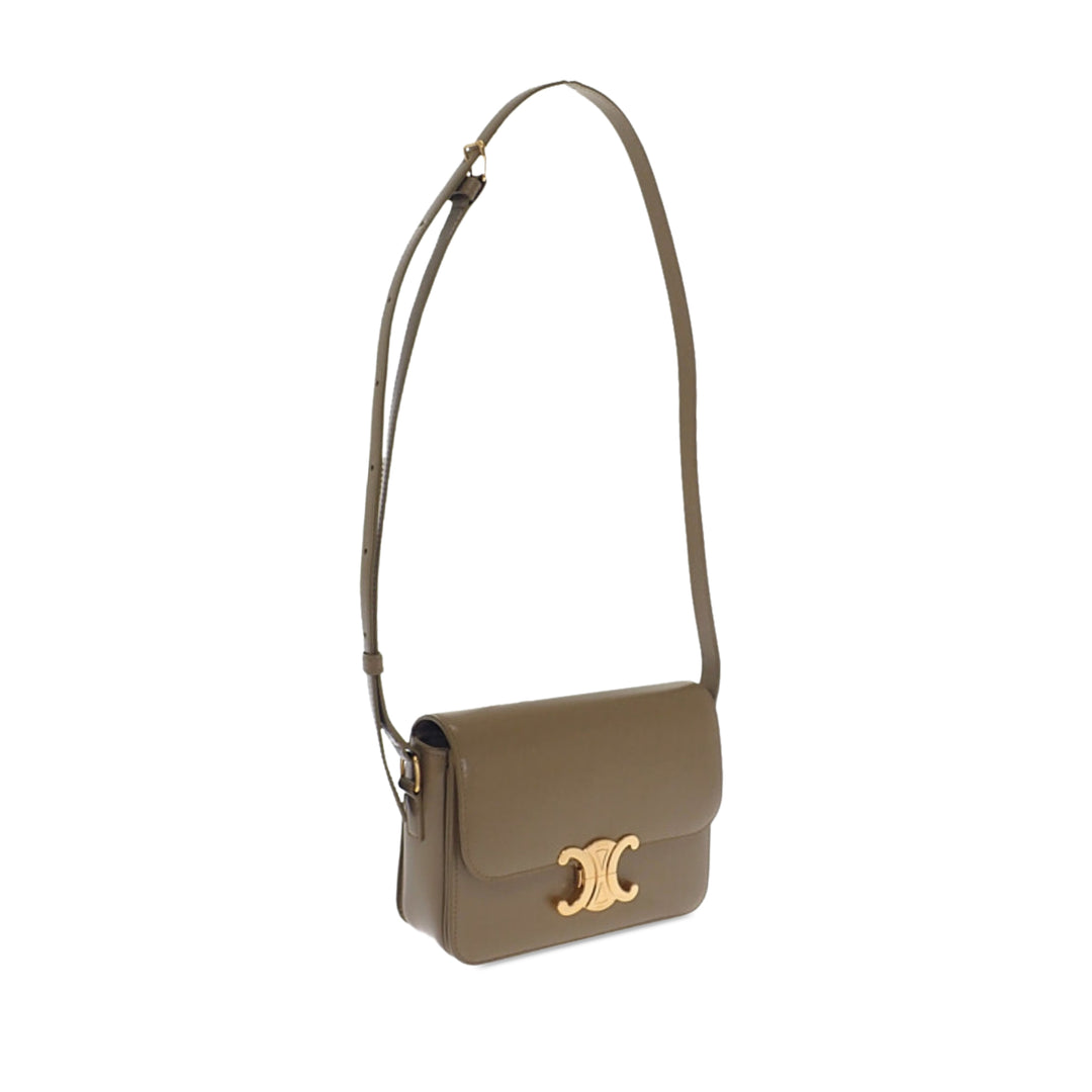 Celine brillant Triomphe Sac Teen Cuir de veau Marron