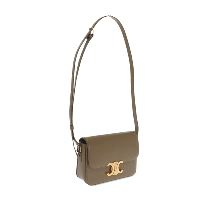 Celine brillant Triomphe Sac Teen Cuir de veau Marron