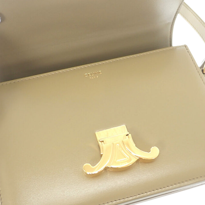 Celine brillant Triomphe Sac Teen Cuir de veau Marron