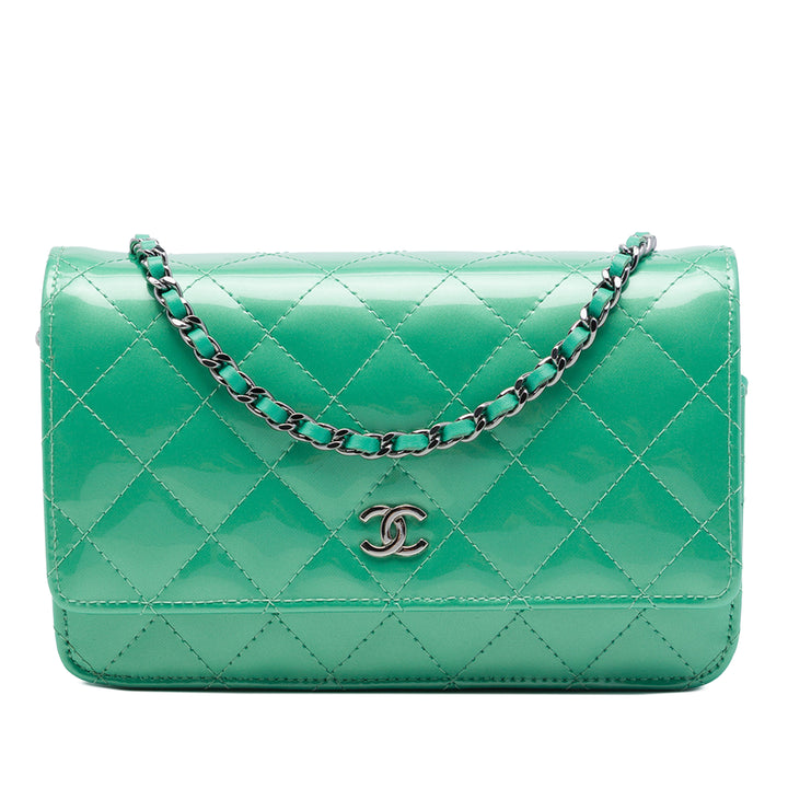 Chanel Sac bandoulière CC Matelassé Wallet on Chain Vert – vue principale – GABY PARIS