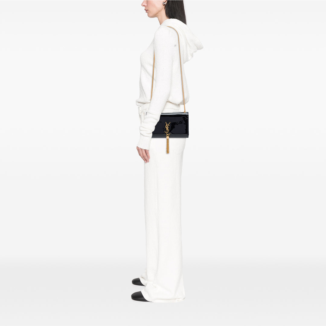 Saint Laurent Classic Kate Pompon Sac Moyen Monogram Noir